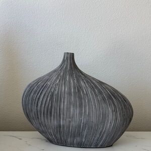 Elegant Black and White Striped Vase